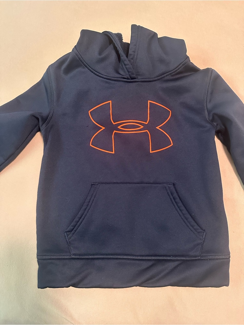 Under Armour Kids Navy Pullover Hoodie with Orange Logo